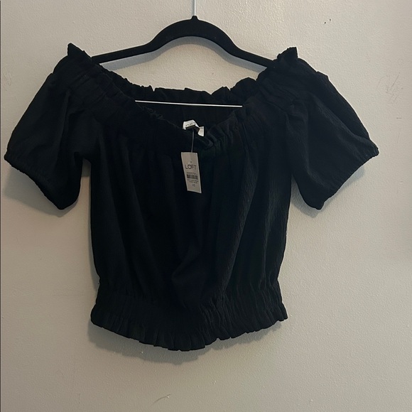 NWT LOFT Black Ruffled Off-Shoulder Blouse - XS - Picture 3 of 3